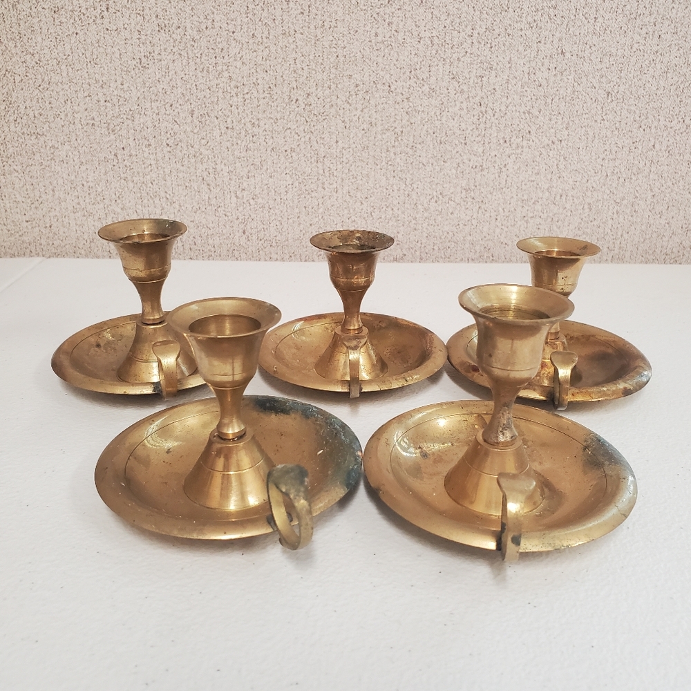 Vintage Brass Candle Sticks Set